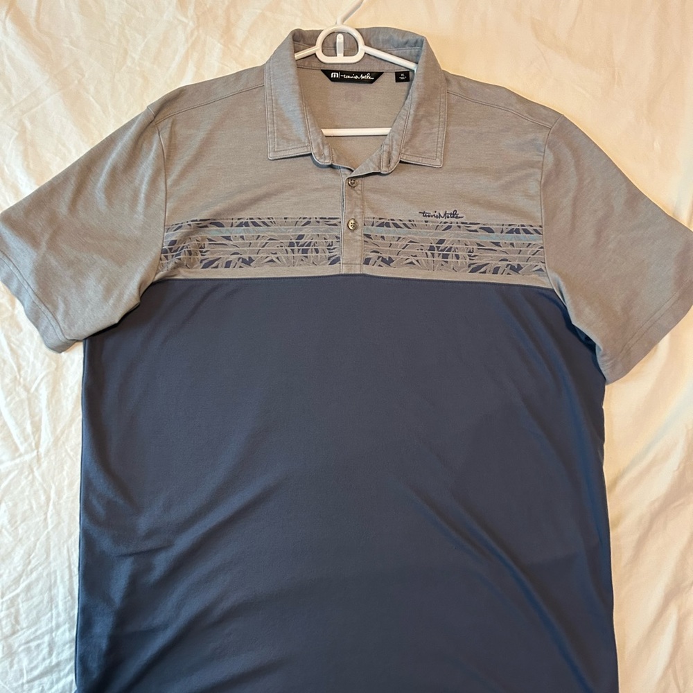 Travis Mathew Two-Tone Gray and Blue Polo